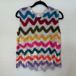 BNWT Ashish Multicolor Sequin Zigzag Tank Top